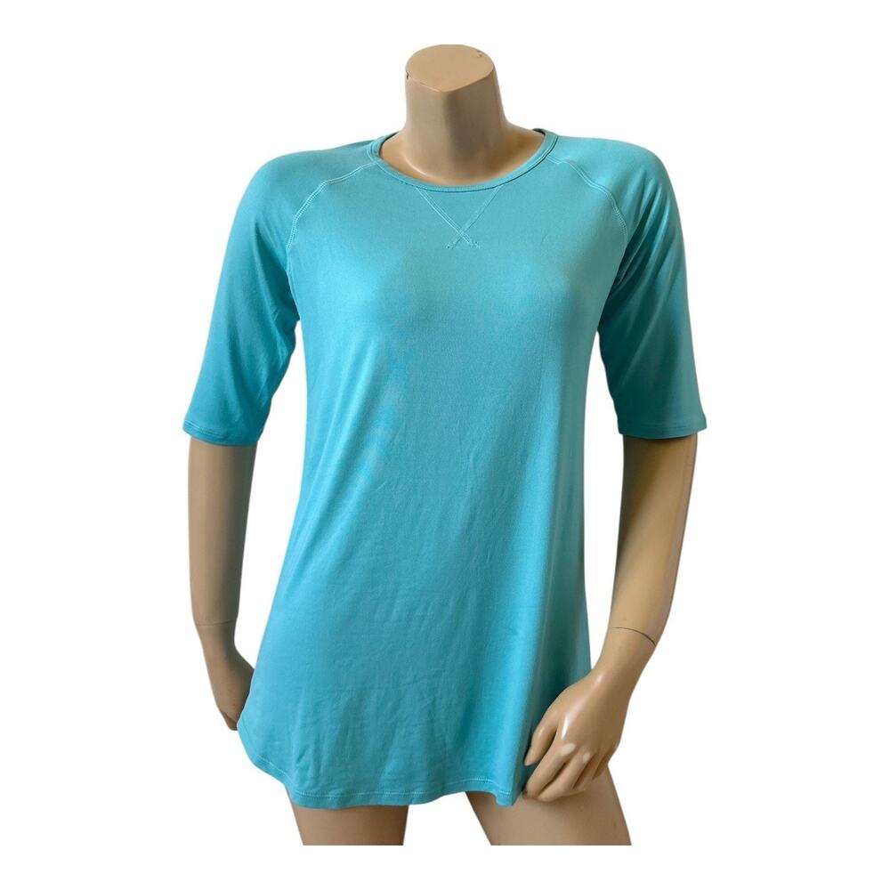 Cuddl Duds Aqua Base Layer Tee Womens XS Stretch Smart Comfort 3/4 Sleeve Top